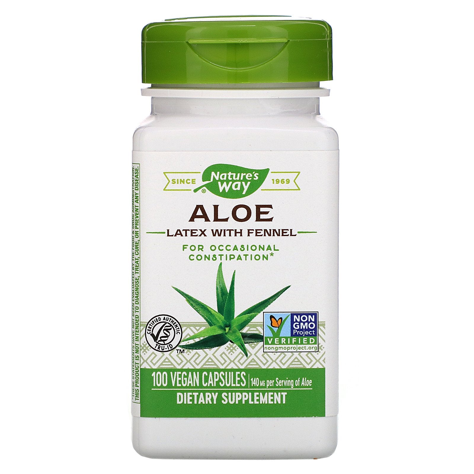 Nature's Way, Aloe Latex with Fennel, 140 mg, Vegan Capsules