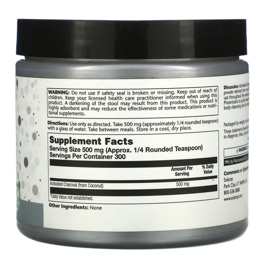 Solaray, Activated Coconut Charcoal Powder, 500 mg
