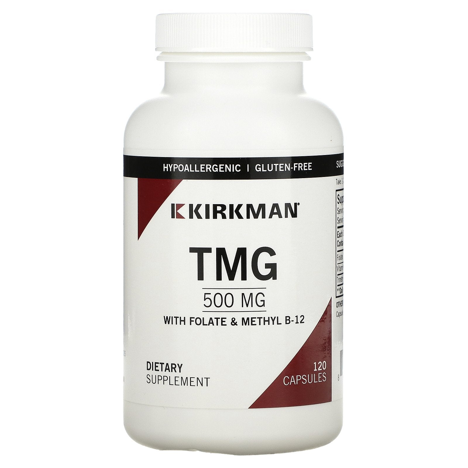 Kirkman Labs, TMG with Folate & Methyl B-12, 500 mg