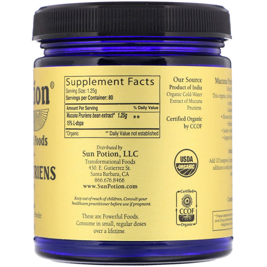 Sun Potion, Organic Mucuna Pruriens Powder,  (100 g)