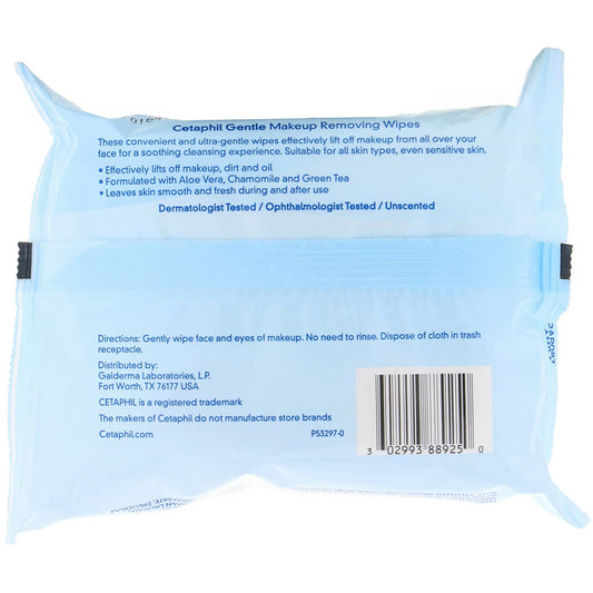 Cetaphil, Gentle Makeup Removing Wipes, Pre-Moistened Towelettes
