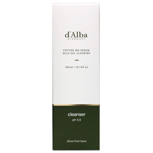 d'Alba, Peptide No-Sebum, Mild Gel Cleanser (300 ml)