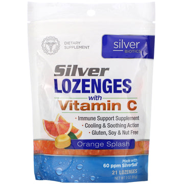 American Biotech Labs, Silver Biotics, Silver Lozenges, 60 PPM SilverSol, Orange Splash