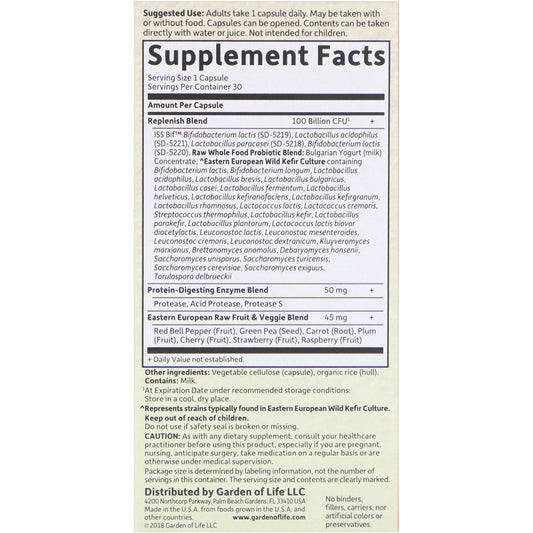 Garden Of Life, Raw Probiotics Ultimate Care Vegetarian Capsules