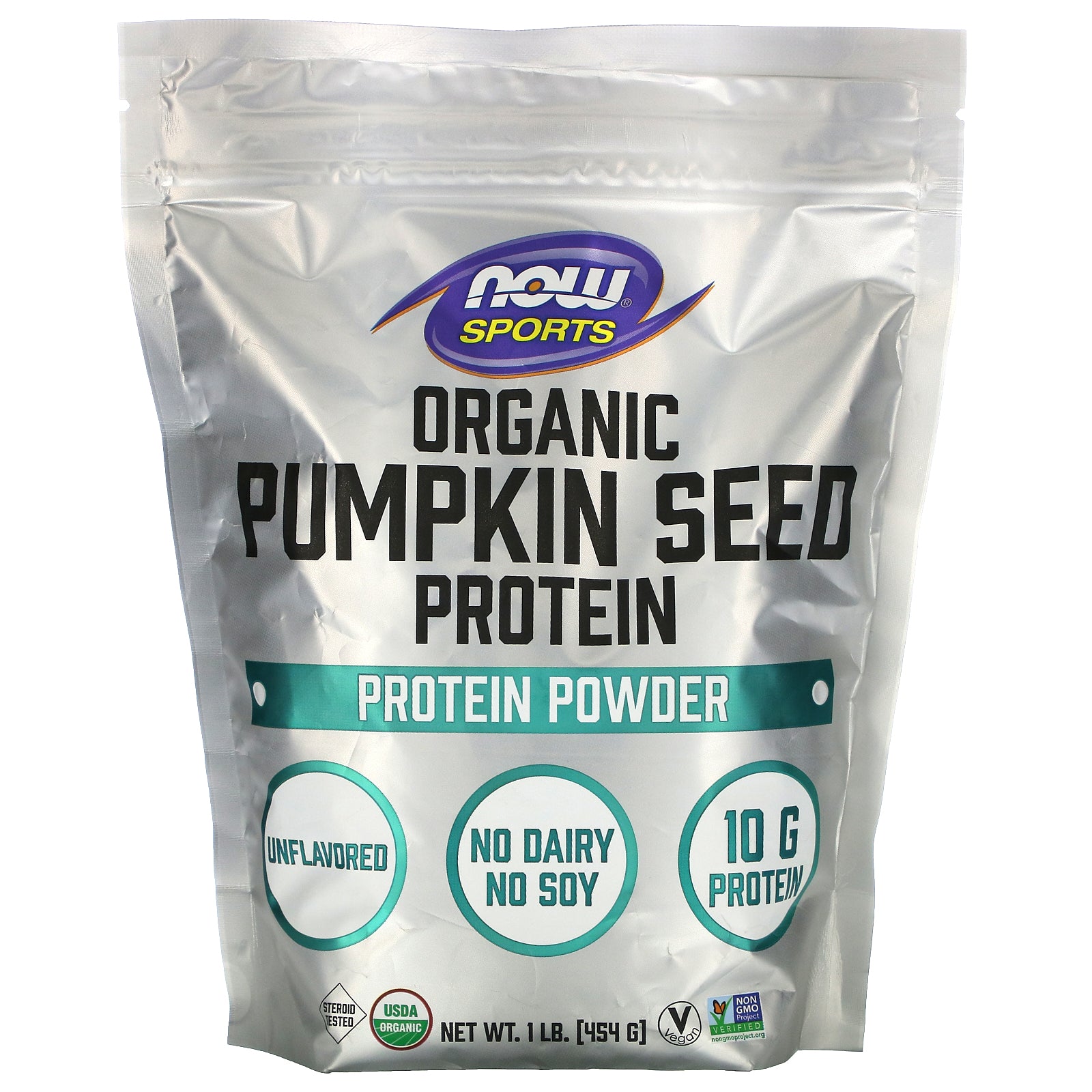 Now Foods, Sports, Organic Pumpkin Seed Protein Powder, Unflavored, (454 G)
