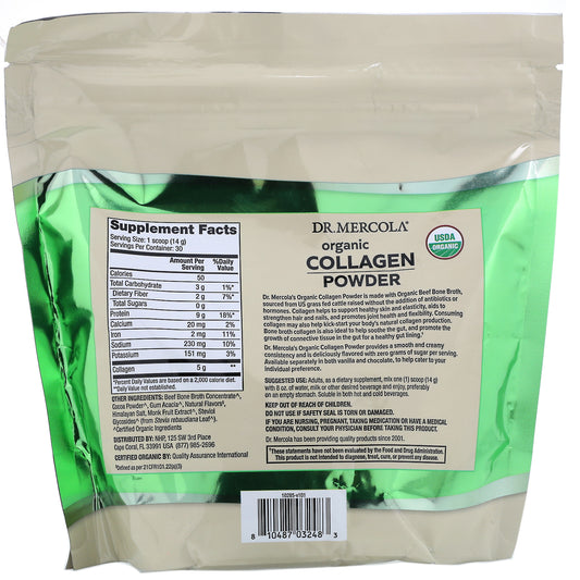 Dr. Mercola, Organic Collagen Powder, Chocolate