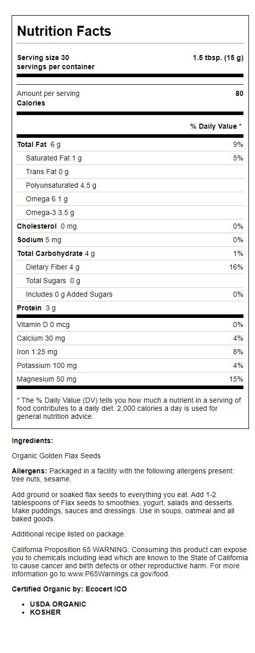 Organic Traditions Golden Flax Seeds