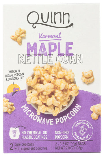 Quinn Snacks Microwave Popcorn, Vermont Maple Kettle Corn