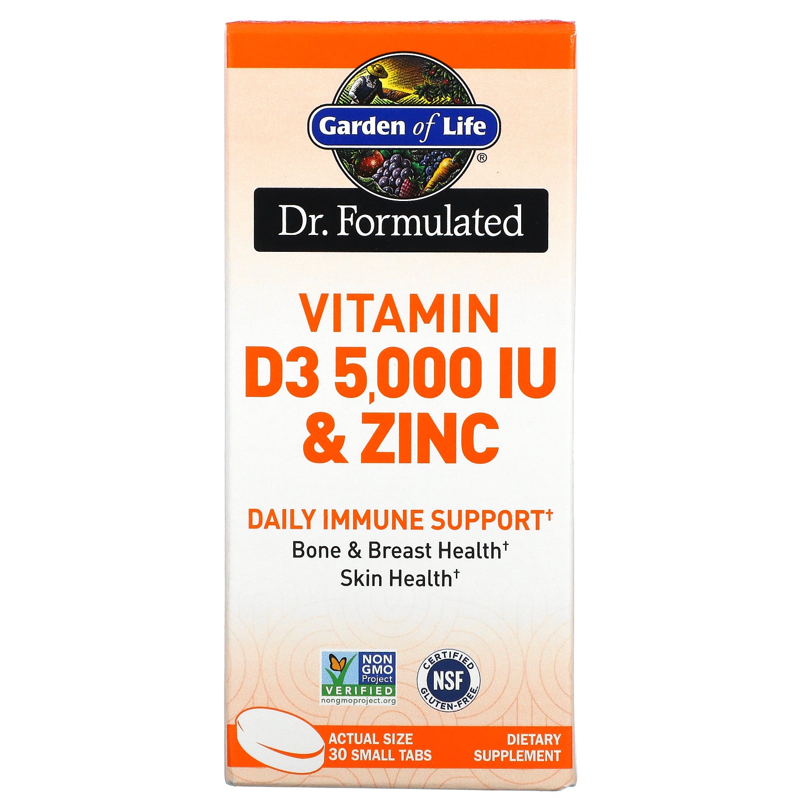 Garden Of Life, Dr. Formulated, Vitamin D3 & Zinc, Small Tabs