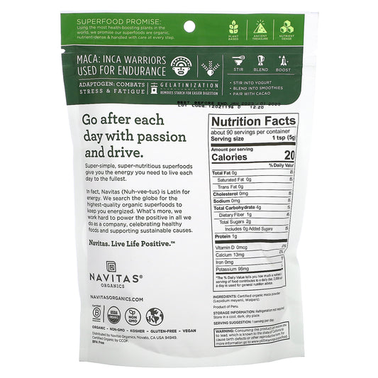 Navitas Organics, Organic Maca, Gelatinized(454 g)