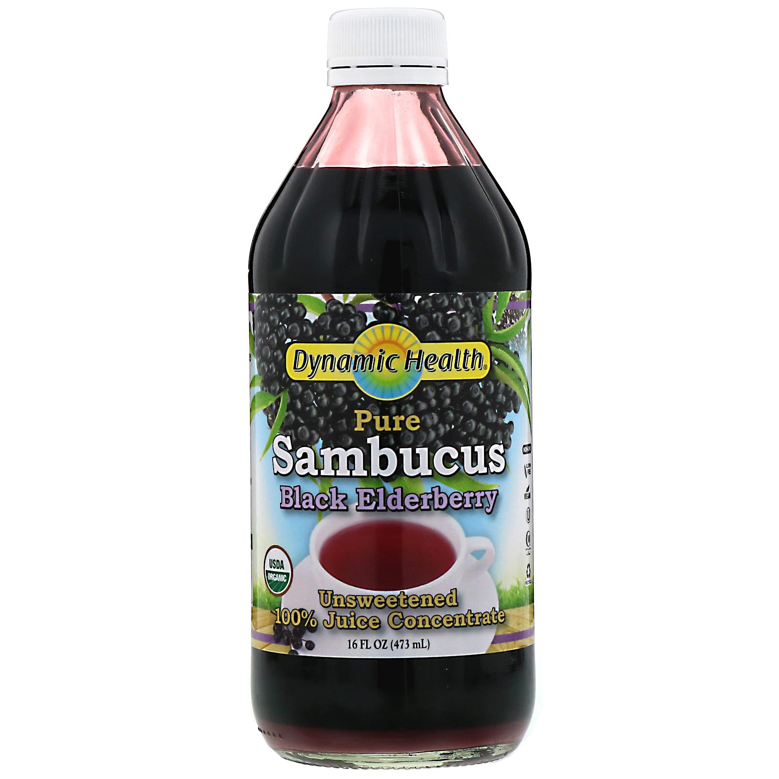 Dynamic Health Laboratories, Pure Sambucus Black Elderberry, 100% Juice Concentrate, Unsweetened