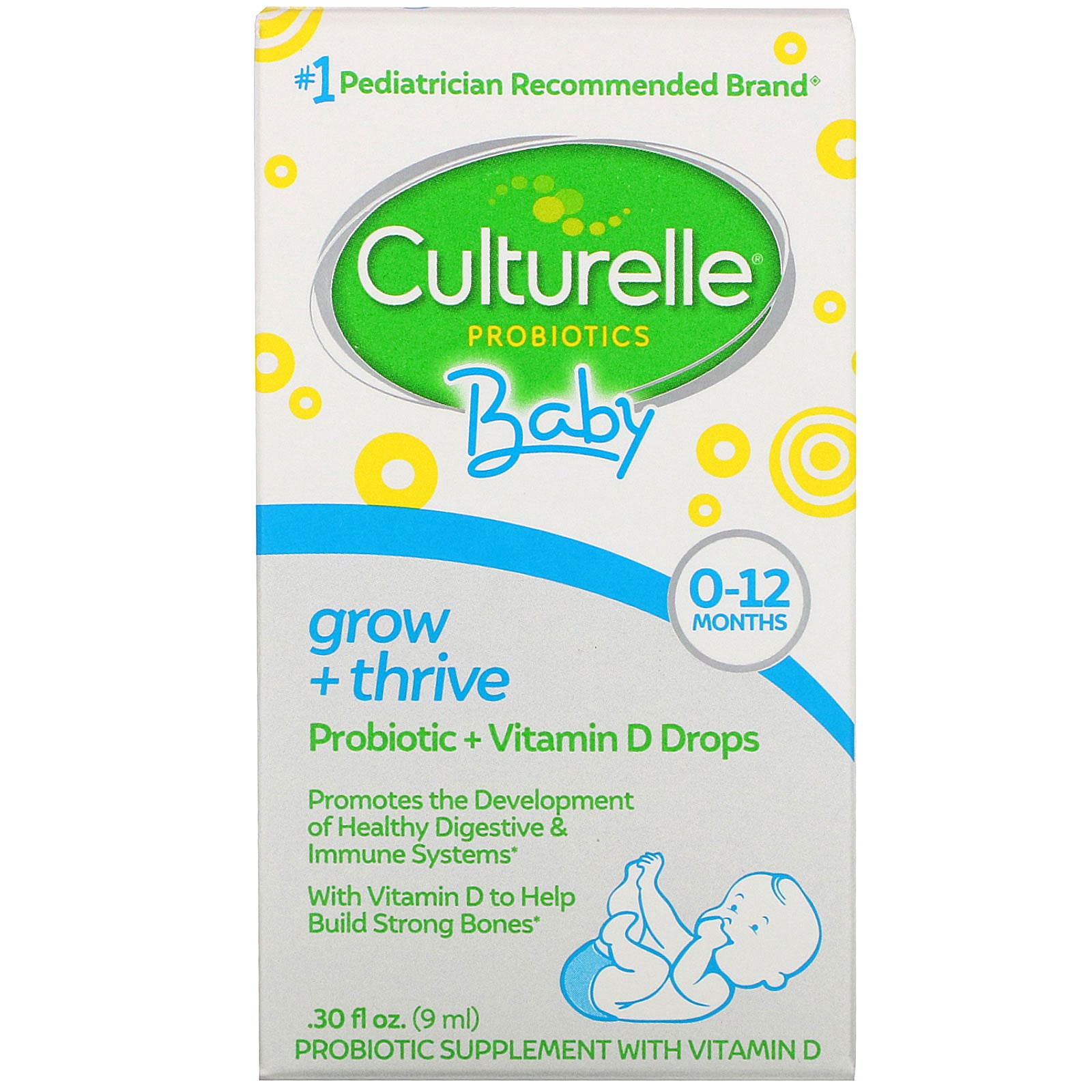 Culturelle, Probiotics, Baby, Grow + Thrive, Probiotics + Vitamin D Drops, 0-12 Months