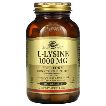 Solgar, L-Lysine, Free Form, 1,000 mg Tablets