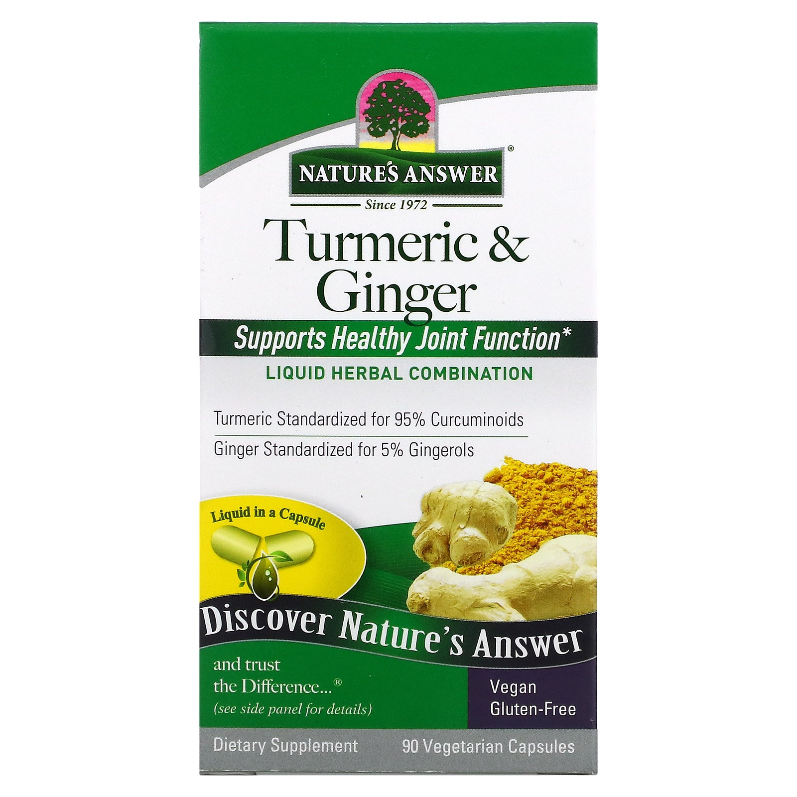 Nature'S Answer, Turmeric & Ginger Vegetarian Capsules