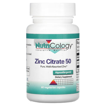 Nutricology, Zinc Citrate 50, Vegetarian Capsules