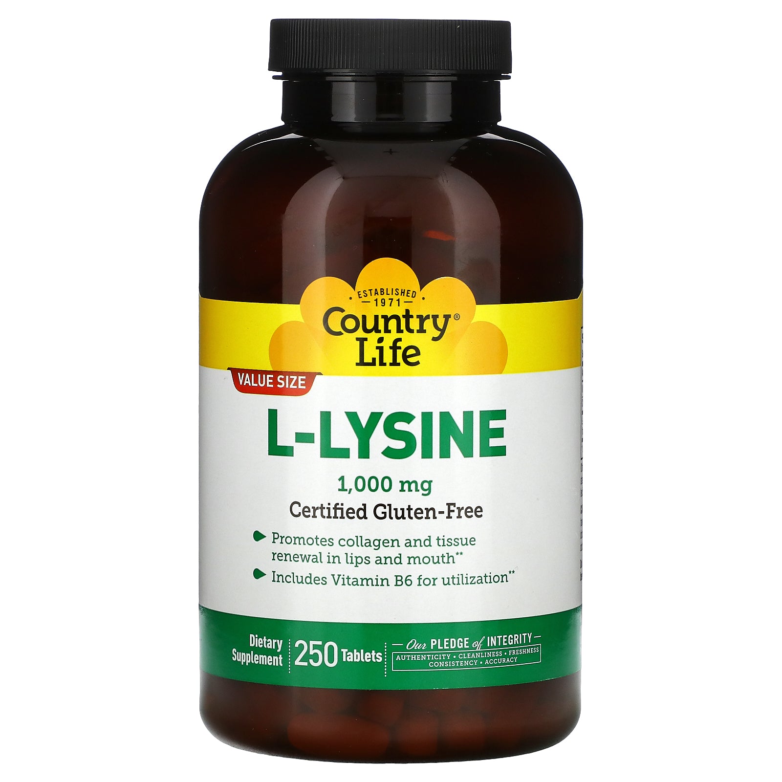 Country Life, L-Lysine, 1000 mg Tablets