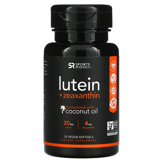 Sports Research, Lutein + Zeaxanthin With Coconut Oil, Veggie Softgels