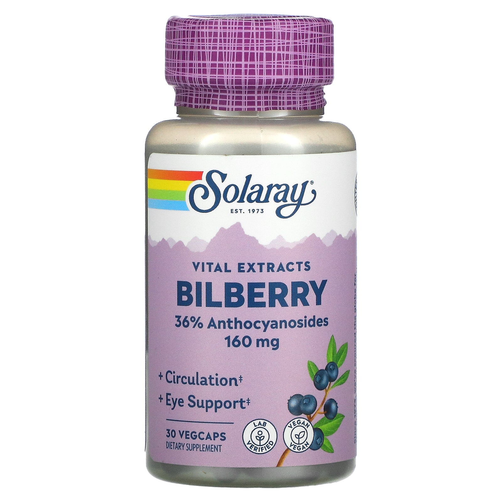 Solaray, Vital Extracts Bilberry, 160 Mg, Vegcaps