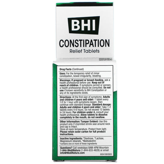 MediNatura, BHI, Constipation Relief Tablets