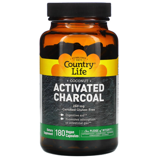 Country Life, Activated Charcoal, 260 mg  Vegan Capsules