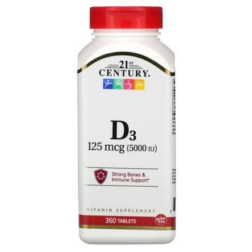 21st Century, Vitamin D3, 125 mcg (5,000 IU), Tablets