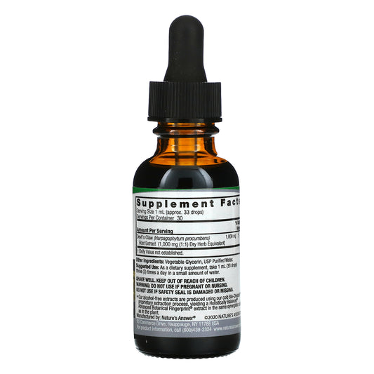 Nature's Answer, Devil's Claw Extract, Alcohol-Free, 1,000 mg