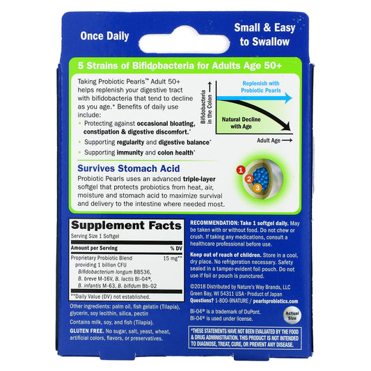 Enzymatic Therapy, Probiotic Pearls Adult 50+, Softgels