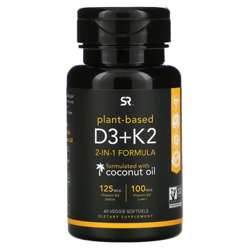 Sports Research, Vitamin D3 + K2, Plant Based