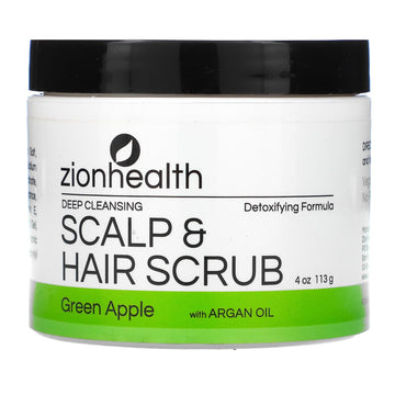 Zion Health, Deep Cleansing Scalp & Hair Scrub with Argan Oil, Green Apple