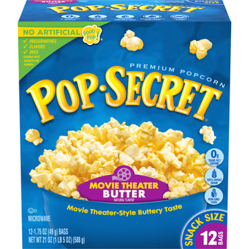 Pop Secret Microwave Popcorn, Movie Theater Butter Flavor,  Snack Bags, 12 Ct