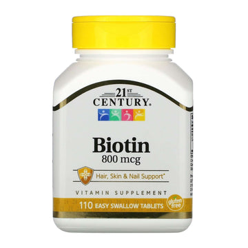 21st Century, Biotin, 800 mcg,  Easy Swallow Tablets