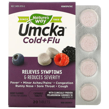 Nature's Way, Umcka, Cold + Flu, Berry,Chewable Tablets