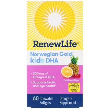 Renew Life, Norwegian Gold, Kids DHA, Fruit Punch Flavor, 200 mg