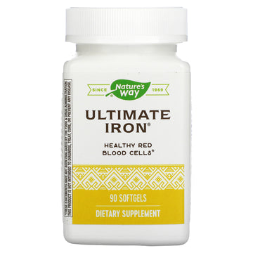 Nature’s Way Ultimate Iron, Supports Healthy Red Blood Cells,* Supports Cellular Energy Production*, 50 mg per 2-Softgel Serving, Gluten-Free, 90 Softgels