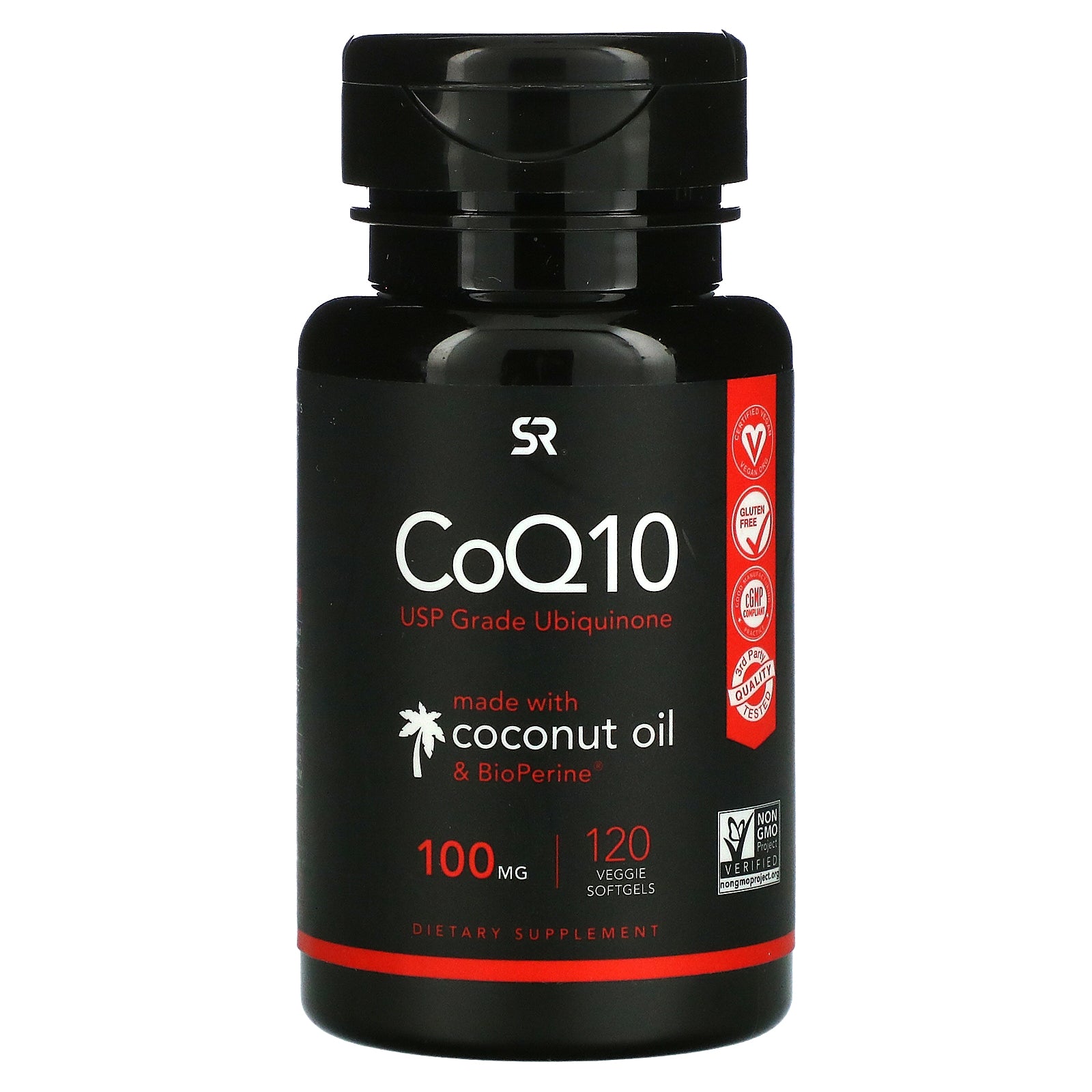 Sports Research, Coq10 With Coconut Oil & Bioperine, 100 Mg Veggie Softgels