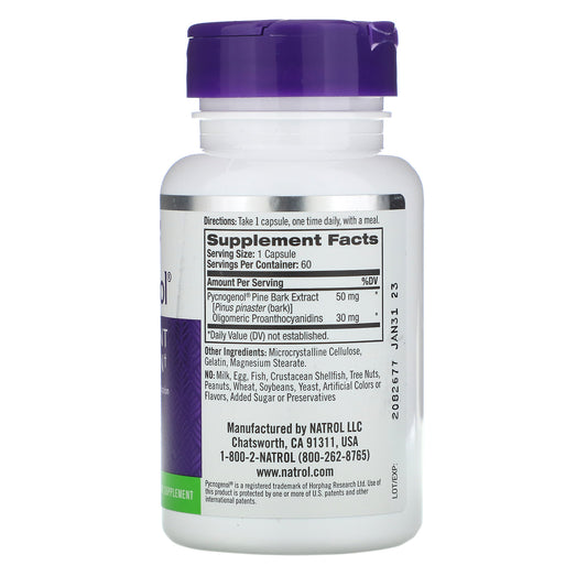 Natrol, Pycnogenol, 50 mg