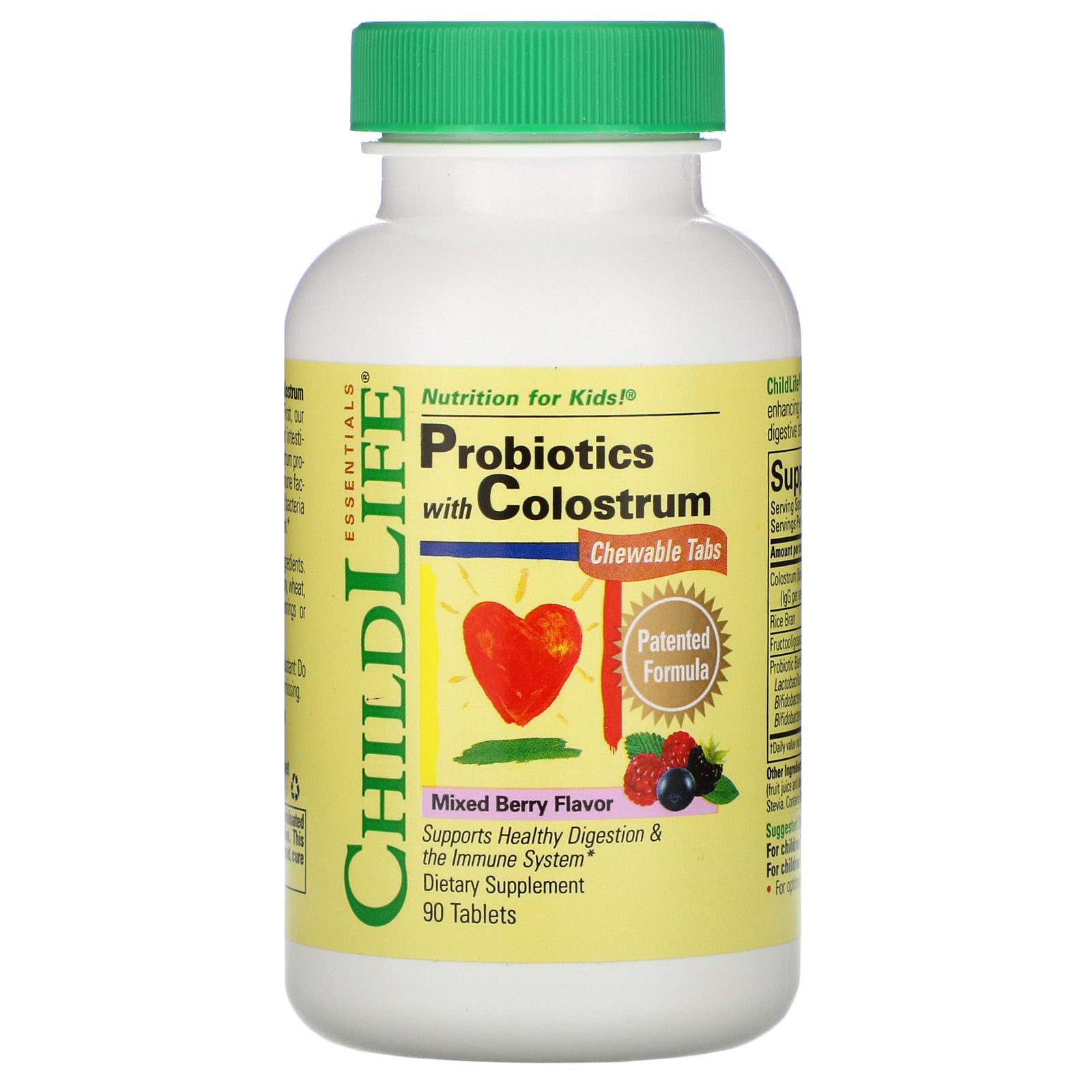 Childlife, Probiotics With Colostrum, Mixed Berry Flavor Chewable Tablets