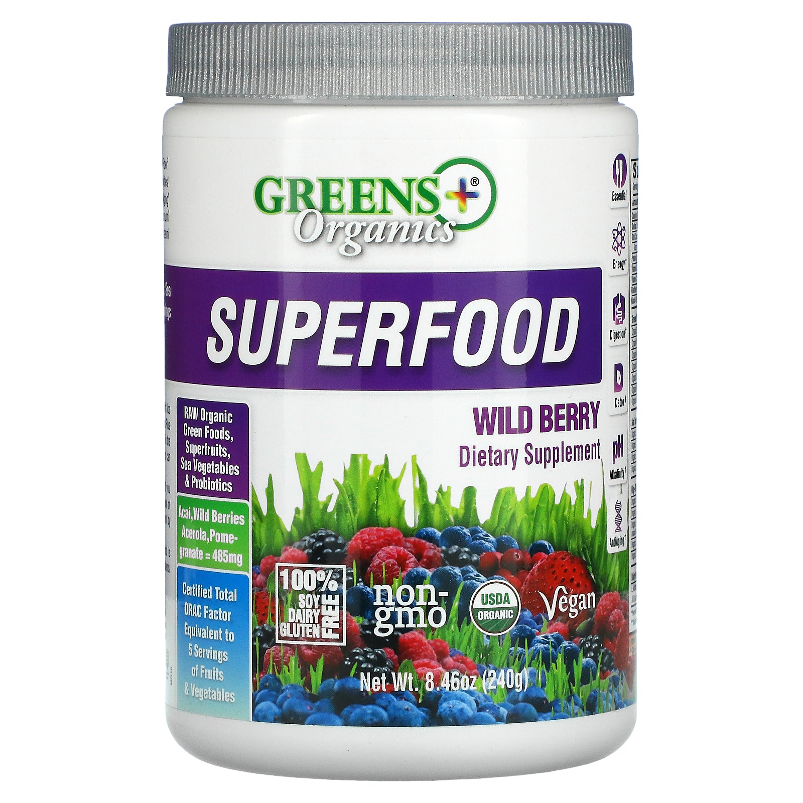 Greens Plus, Organics Superfood, Wild Berry (240 g)