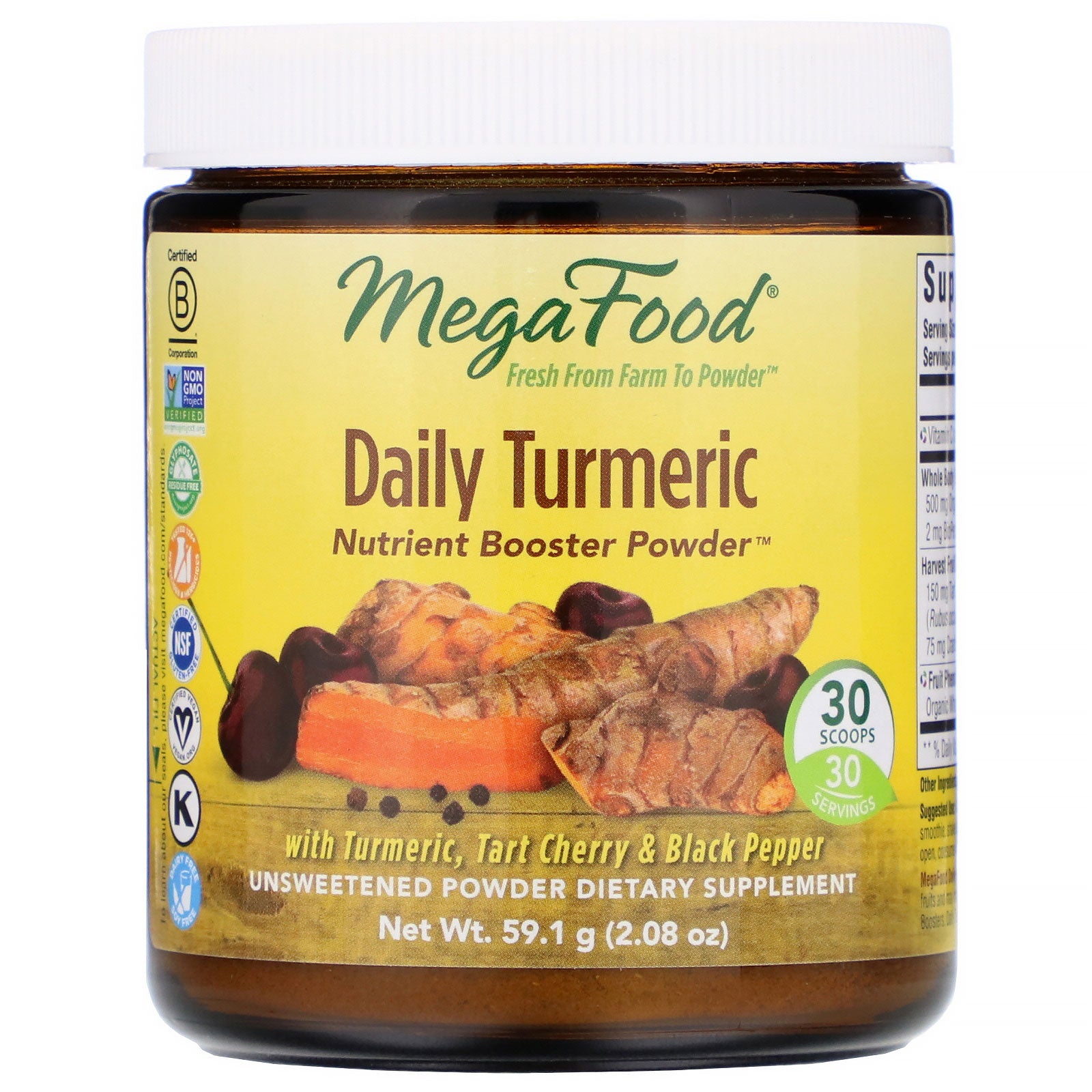 MegaFood, Daily Turmeric, Nutrient Booster Powder, Unsweetened