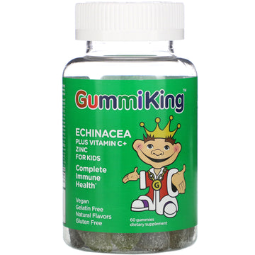 GummiKing, Echinacea Plus Vitamin C+ Zinc for Kids, Strawberry, Orange, Lemon, Grape, Cherry and Grapefruit Gummies