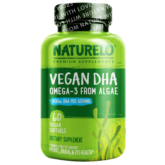 NATURELO, Vegan DHA, Omega-3 from Algae, 400 mg, Vegan Softgels