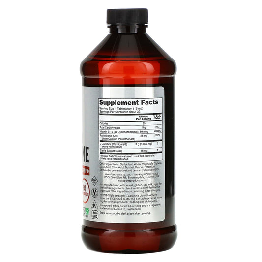 NOW Foods, Sports, Triple Strength L-Carnitine Liquid, Citrus, 3,000 mg