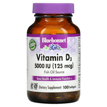 Bluebonnet Nutrition, Vitamin D3, 125 mcg (5,000 IU),Softgels