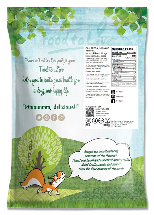 Food to Live Whole Dill Seeds, , Non-GMO Verified, Dried, Raw
