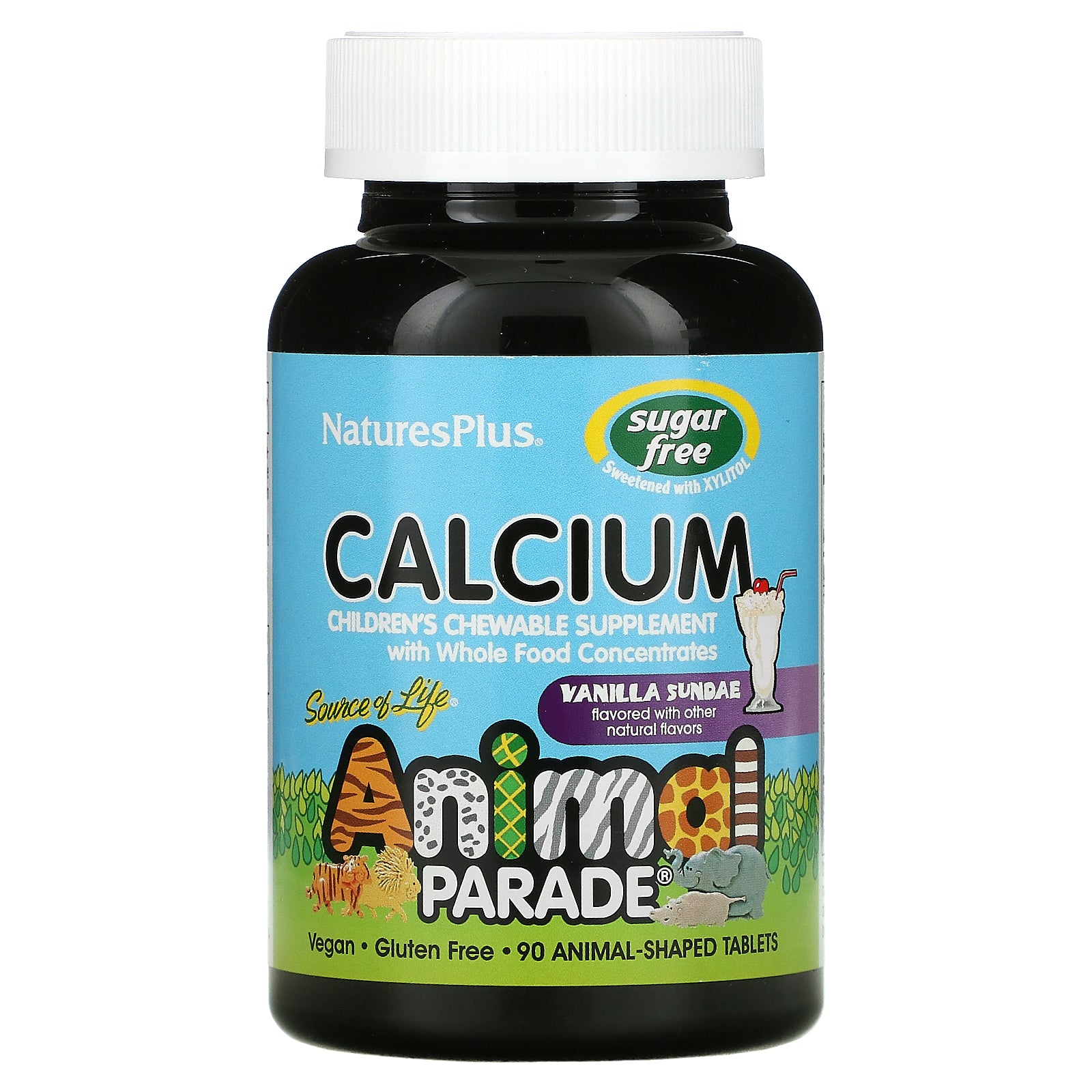 Nature'S Plus, Source Of Life, Animal Parade, Calcium, Children'S Chewable Supplement, Sugar Free, Vanilla Sundae