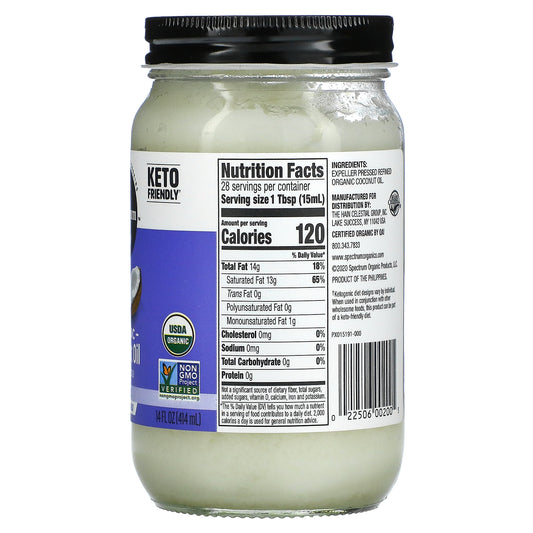 Spectrum Culinary, Organic Coconut Oil, Refined (414 ml)