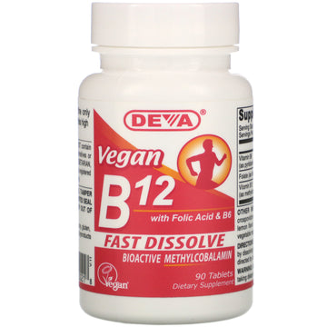 Deva, Vegan B12 with Folic Acid & B6, Tablets