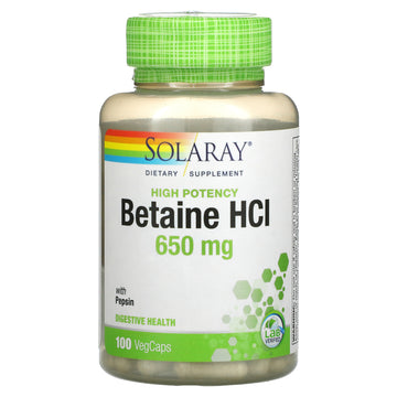 Solaray, High Potency Betaine HCL with Pepsin, 650 mg VegCaps