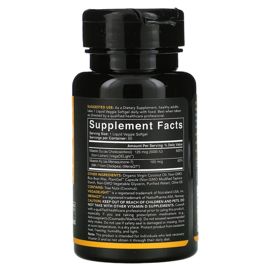 Sports Research, Vitamin D3 + K2, Plant Based