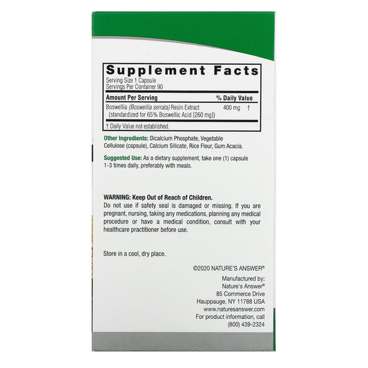 Nature'S Answer, Boswellia, 400 Mg